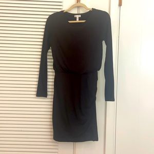 Classic cotton Leith long sleeve dress in black